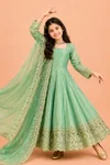 Oc 252 Fendy Sillk Sequence Embroidery Work Girls Kids Wear